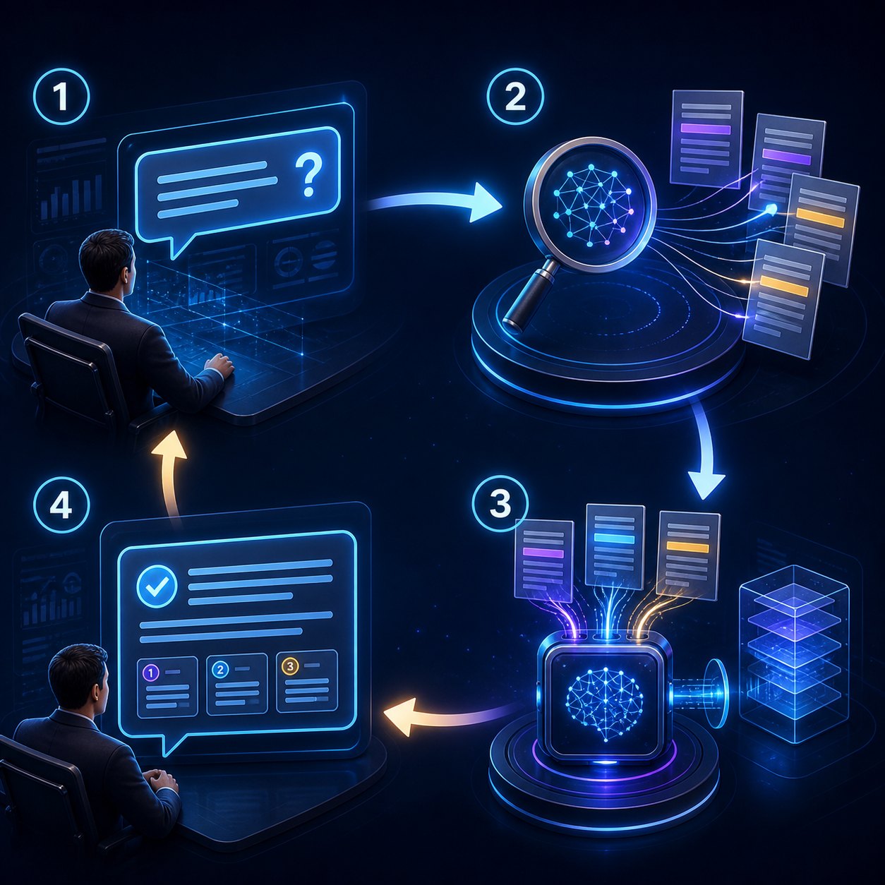แผนภาพขั้นตอน Retrieval-Augmented Generation